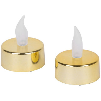 Candles MagicHome Christmas, LED, pack 2 pcs, gold, moving flame