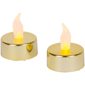 Candles MagicHome Christmas, LED, pack 2 pcs, gold, moving flame