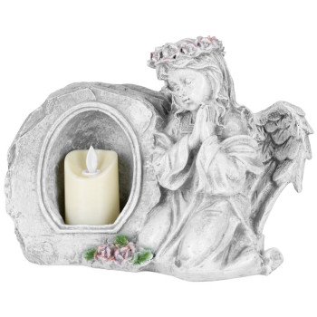 MagicHome decoration, Angel praying with candle, 1xLED, polyresin, for grave, 28x13x21.5 cm MagicHome decoration, Angel praying with candle, 1xLED, polyresin, for grave, 28x13x21.5 cm