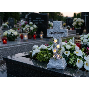 Dekoratsioon MagicHome, Cross, LED, polüresiin, haua jaoks, päikeseenergia, 15x9,5x32 cm