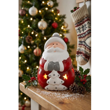 Decoration MagicHome Christmas, Santa, LED, terracotta, 8.5x8.2x12.5 cm