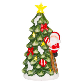 Jõulukaunistus MagicHome, jõulupuu jõuluvanaga, LED, terrakota, 11x8,7x21,8 cm