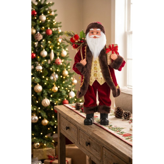 MagicHome Christmas decoration, Santa with gifts, 60 cm