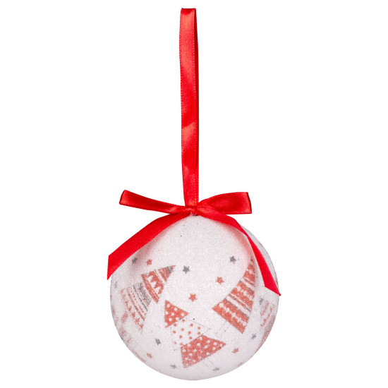 MagicHome Christmas balls, with trees, 6 pcs, 7.5 cm, red/white, for the Christmas tree MagicHome Christmas balls, with trees, 6 pcs, 7.5 cm, red/white, for the Christmas tree