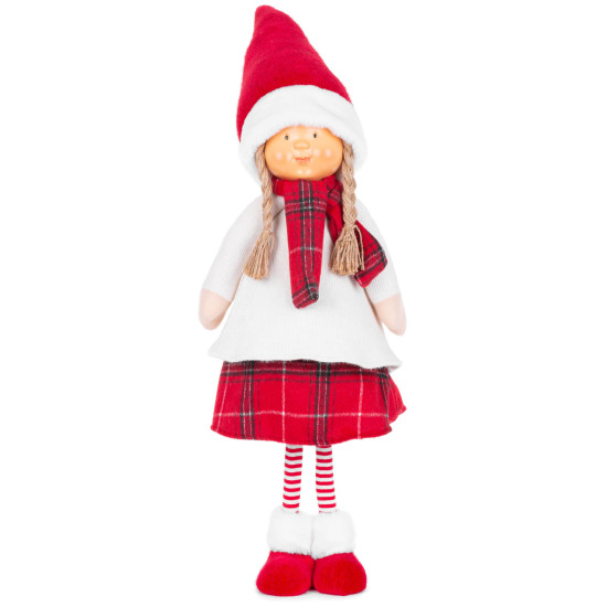 MagicHome Christmas figure, Little girl with a red scarf, fabric, red-white, 31x18x90 cm MagicHome Christmas figure, Little girl with a red scarf, fabric, red-white, 31x18x90 cm