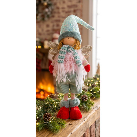 MagicHome Christmas figurine, Anjelik boy with red shoes, pink-green, 17x10x64 cm MagicHome Christmas figurine, Anjelik boy with red shoes, pink-green, 17x10x64 cm