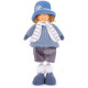 MagicHome Christmas figure, Boy with a blue hat, blue, fabric, 16x10x36 cm