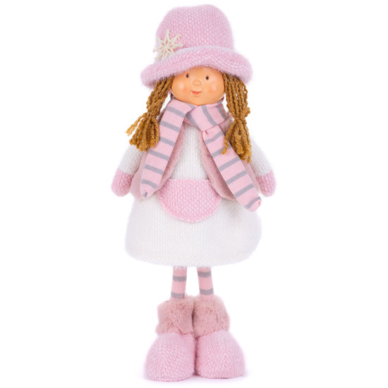 MagicHome Christmas figure, Little girl with a pink hat, pink, fabric, 16x10x36 cm MagicHome Christmas figure, Little girl with a pink hat, pink, fabric, 16x10x36 cm