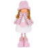 MagicHome Christmas figure, Little girl with a pink hat, pink, fabric, 16x10x36 cm