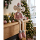 MagicHome Christmas figure, mouse girl with long legs, pink, fabric, 20x18x69 cm MagicHome Christmas figure, mouse girl with long legs, pink, fabric, 20x18x69 cm