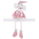 MagicHome Christmas figure, mouse girl with long legs, pink, fabric, 20x18x69 cm MagicHome Christmas figure, mouse girl with long legs, pink, fabric, 20x18x69 cm