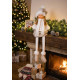 MagicHome Christmas figure, Little girl in a white hat with long legs, white-gold, fabric, 15x10x45 cm MagicHome Christmas figure, Little girl in a white hat with long legs, white-gold, fabric, 15x10x45 cm