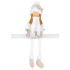 MagicHome Christmas figure, Little girl in a white hat with long legs, white-gold, fabric, 15x10x45 cm