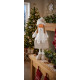 MagicHome Christmas figure, Little girl in a white hat, white-gold, fabric, 30x19x79 cm MagicHome Christmas figure, Little girl in a white hat, white-gold, fabric, 30x19x79 cm