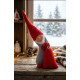 MagicHome Christmas figurine, Elf with a sack, red, fabric, 13x10x43 cm