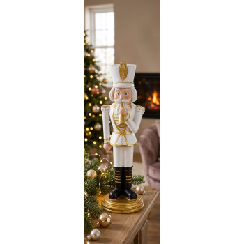 MagicHome Christmas decoration, Nutcracker with trumpet, gold, polyresin, 20x20x30 cm