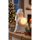 Рождественская фигурка MаgiсHome, Ангел со снежным шаром, LED, терракота, 13,5x13x20 см