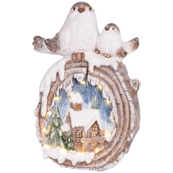 Jõulukuju MagicHome, Linnud majadega, LED, keraamika, 33,3x16,5x47 cm