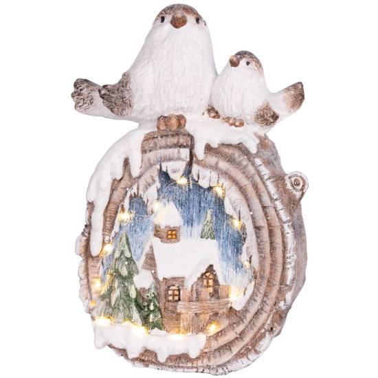 Jõulukuju MagicHome, Linnud majadega, LED, keraamika, 33,3x16,5x47 cm