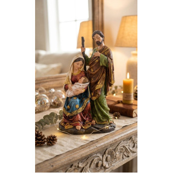 MagicHome Christmas decoration, Holy Family, polyresin, 25 cm