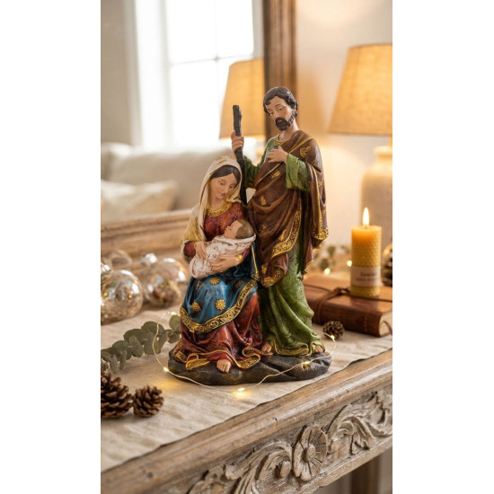 MagicHome Christmas decoration, Holy Family, polyresin, 25 cm