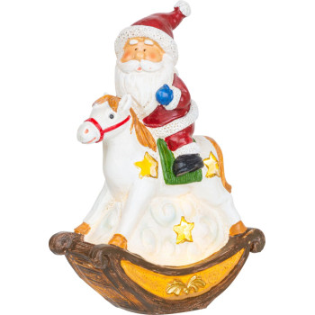 Jõulukuju MagicHome, jõuluvana hobuse seljas, LED, polüresiin, 12x5,5x18 cm