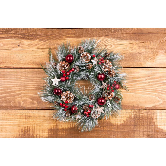 MagicHome Christmas wreath, natural, hanging, with bristles and stars, 39 cm MagicHome Christmas wreath, natural, hanging, with bristles and stars, 39 cm