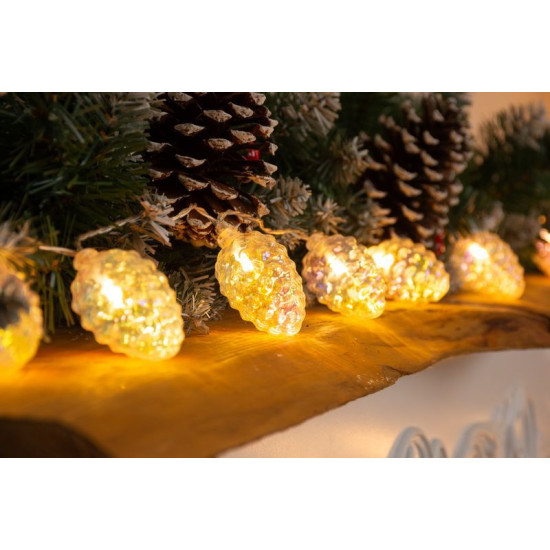 MagicHome Christmas Pine chain, 10x LED warm white, with cones, 2xAA, simple lighting, lighting, L-1.35 m MagicHome Christmas Pine chain, 10x LED warm white, with cones, 2xAA, simple lighting, lighting, L-1.35 m