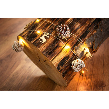 MagicHome Christmas Pine chain, 20x LED warm white, with snowy cones, 2xAA, simple lighting, lighting, L-1.9 m MagicHome Christmas Pine chain, 20x LED warm white, with snowy cones, 2xAA, simple lighting, lighting, L-1.9 m