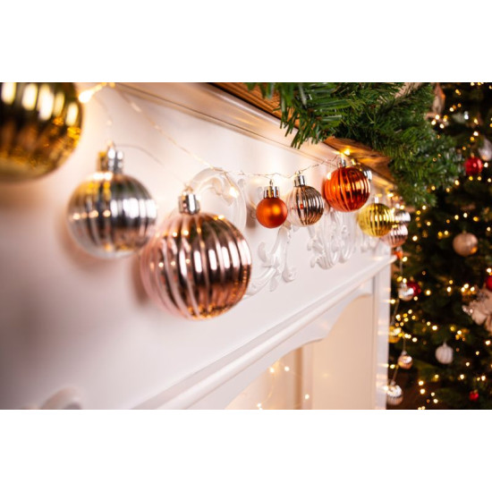 MagicHome Christmas Ball chain, 20x LED warm white, with balls, 2xAA, simple lighting, lighting, L-1.9 m