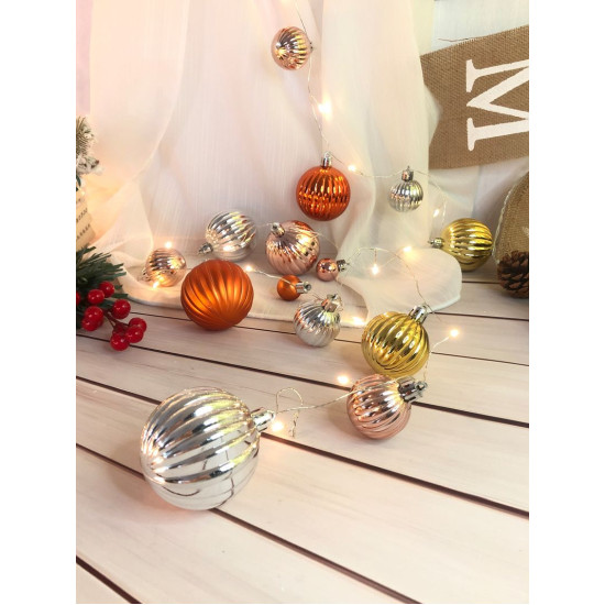 MagicHome Christmas Ball chain, 20x LED warm white, with balls, 2xAA, simple lighting, lighting, L-1.9 m