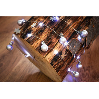 LED jõuluvank MagicHome jõulupall, 20 LED-i, lahe valge, kuulide ja helvestega, hõbedane, 2xaa, lihtne valgustus, taustvalgus, L-1,9 m LED jõuluvank MagicHome jõulupall, 20 LED-i, lahe valge, kuulide ja helvestega, hõbedane, 2xaa, lihtne valgustus, taustvalgus, L-1,9 m