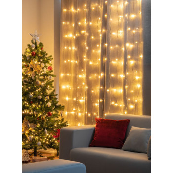 MagicHome jõulukardina kett, 160x LED soe valge, 230V, 50 Hz, 8 funktsiooni, taimer, valgustus, L-1,5 + 2 m