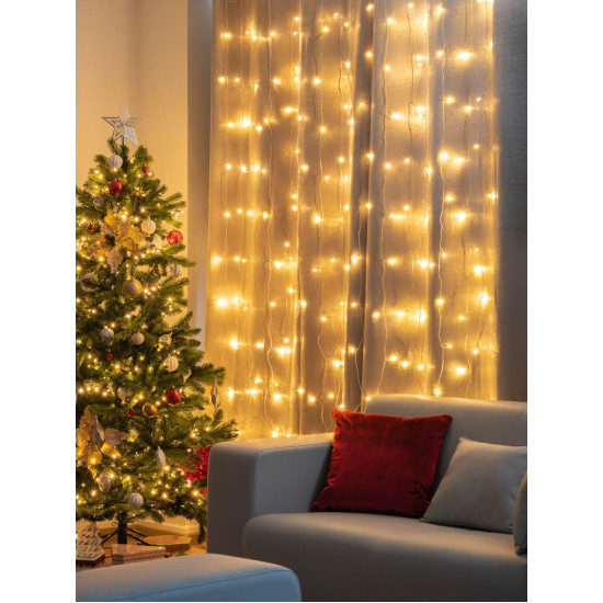 MagicHome Christmas Curtain chain, 160x LED warm white, 230V, 50 Hz, 8 functions, timer, lighting, L-1.5 + 2 m MagicHome Christmas Curtain chain, 160x LED warm white, 230V, 50 Hz, 8 functions, timer, lighting, L-1.5 + 2 m
