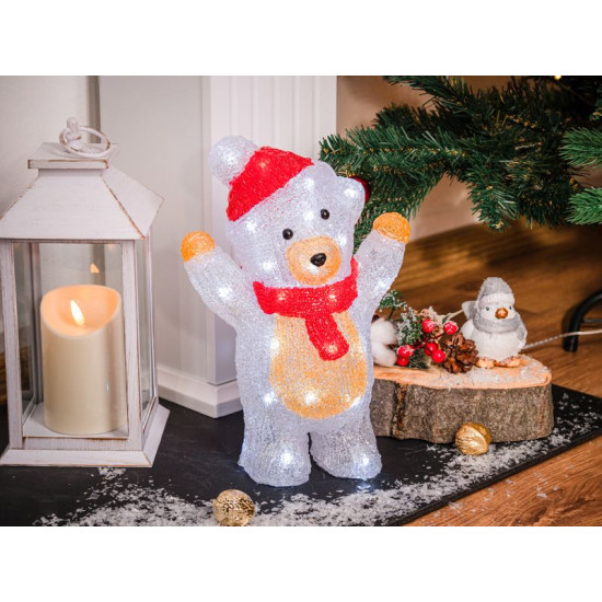 Новогоднее украшение MagicHome, Медведь, 30x LED, холодный белый, акрил, IP44, внешний вид, 19x11,5x30 см