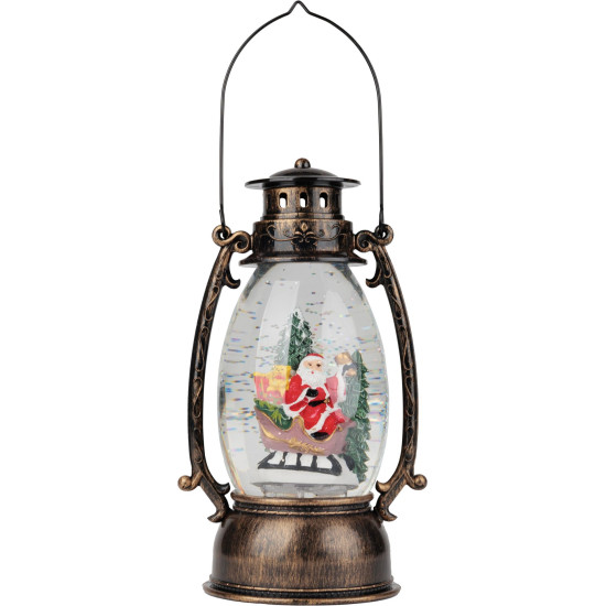 Lantern MagicHome Christmas Retro, LED, with Santa, with glitter, black, 3xAA, plastic, 13x11x24/35 cm Lantern MagicHome Christmas Retro, LED, with Santa, with glitter, black, 3xAA, plastic, 13x11x24/35 cm