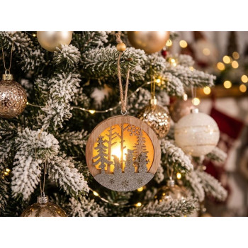 MagicHome Christmas decoration, Snowman in a ball, LED, hanging, MDF, 8.5x2x8.5 cm MagicHome Christmas decoration, Snowman in a ball, LED, hanging, MDF, 8.5x2x8.5 cm