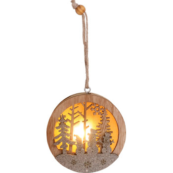 MagicHome jõulukaunistus, Lumememm kuulis, LED, rippuv, MDF, 8,5x2x8,5 cm