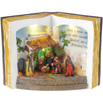 Decoration MagicHome Christmas, Nativity in a book, color, 3 LED, 3xAA, interior