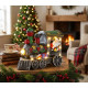 MagicHome Christmas decoration, Christmas locomotive with Santa, LED, 3xAA, interior