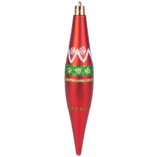 MagicHome Christmas ornament, pack. 4 pcs, red-green, with decoration, for the Christmas tree, 3x15 cm
