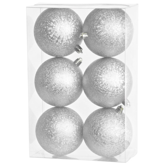 Jõulupallid MagicHome, 6 tk, hõbedane, kuusele, 8 cm
