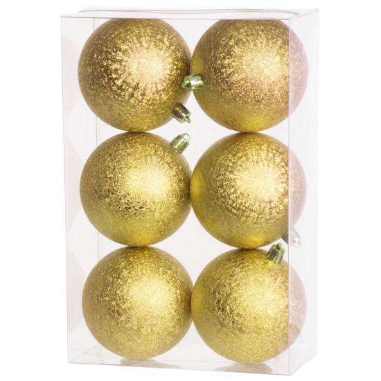 Jõulupallid MagicHome, 6 tk, kuldne, kuusele, 8 cm Jõulupallid MagicHome, 6 tk, kuldne, kuusele, 8 cm
