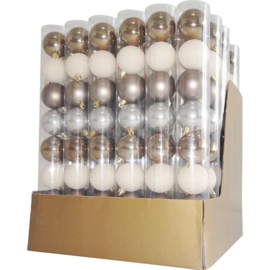 Jõulupallid MagicHome, 8 tk, valge-hõbe-pronks, kuusele, 5 cm, karbis 36 toru. Jõulupallid MagicHome, 8 tk, valge-hõbe-pronks, kuusele, 5 cm, karbis 36 toru.