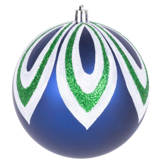 MagicHome Christmas balls, 4 pcs, blue, with decoration, for the Christmas tree, 10 cm