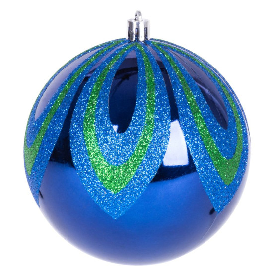 MagicHome Christmas balls, 4 pcs, blue, with decoration, for the Christmas tree, 10 cm