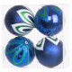 MagicHome Christmas balls, 4 pcs, blue, with decoration, for the Christmas tree, 10 cm