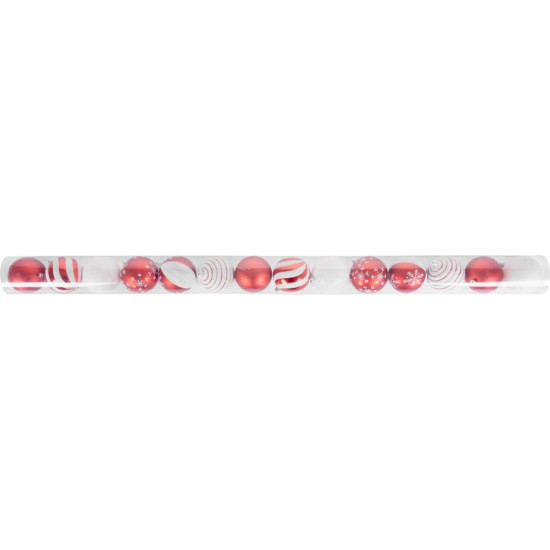 MagicHome Christmas balls, 14 pcs, red-white, with decoration, for Christmas tree, 8 cm, Sellbox 24 tubes MagicHome Christmas balls, 14 pcs, red-white, with decoration, for Christmas tree, 8 cm, Sellbox 24 tubes