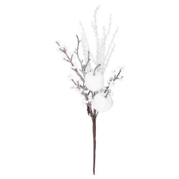 Twig MagicHome Christmas, with berries and apples, white, 32 cm Twig MagicHome Christmas, with berries and apples, white, 32 cm