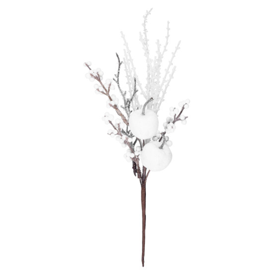 Twig MagicHome Christmas, with berries and apples, white, 32 cm Twig MagicHome Christmas, with berries and apples, white, 32 cm